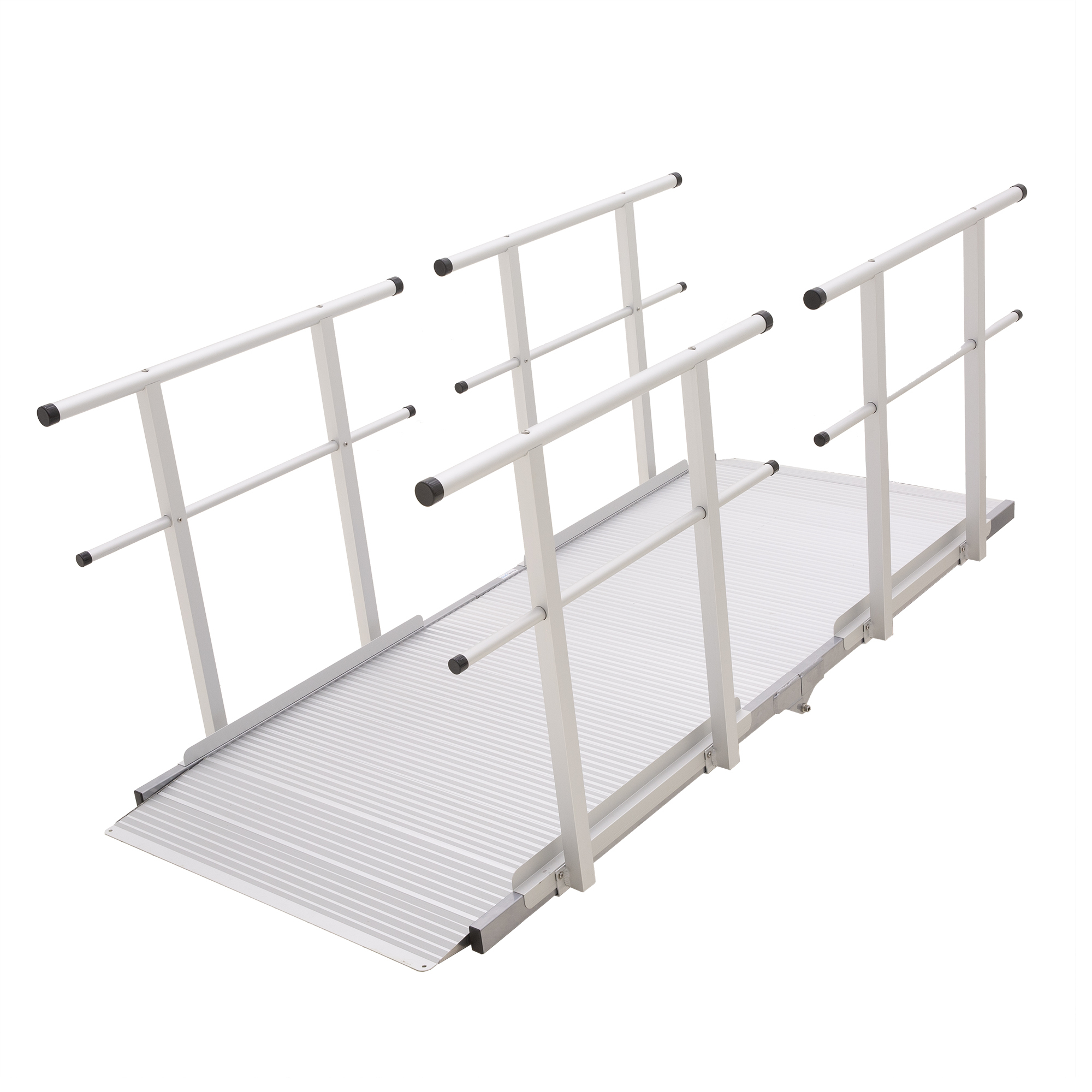 Silver Spring Folding Aluminum Mobility Ramp with Dual Handrails — 7ft. Length, 850-Lb. Capacity, 2in. Siderails, Textured Traction, Model# SSFHR-07